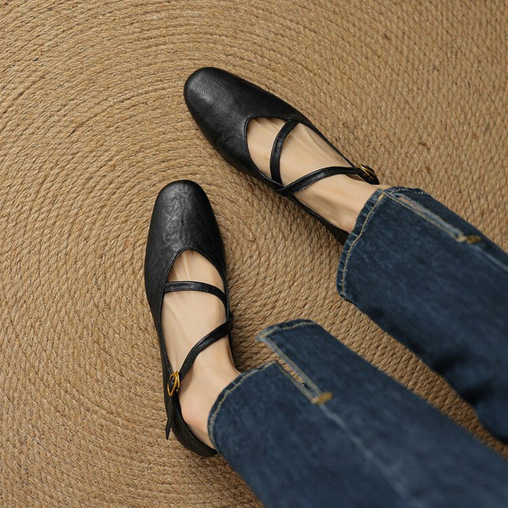 Camille | ballerine in pelle con cinturino alla caviglia
