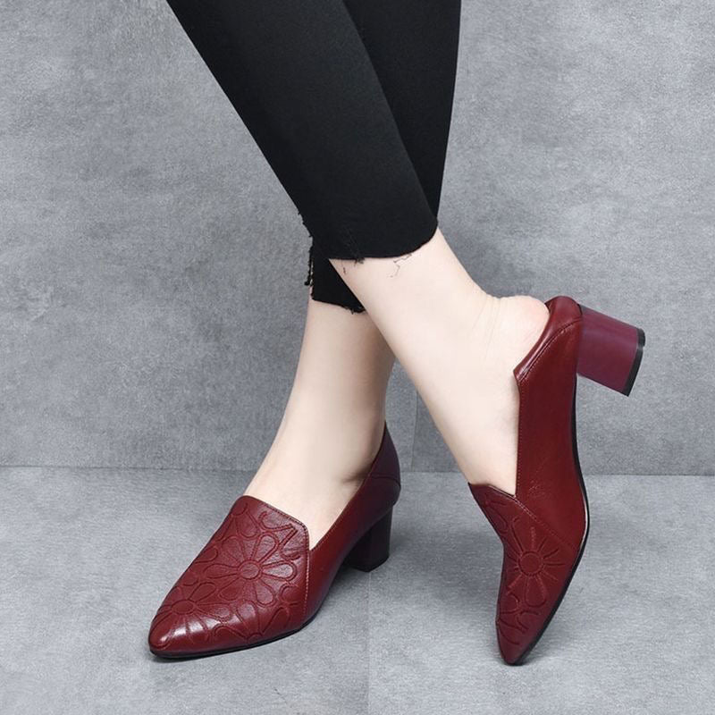 Elodie | Pumps Eleganti in Pelle Morbida con Ricamo